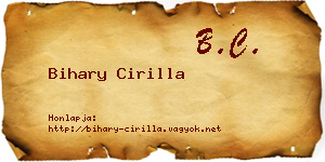 Bihary Cirilla névjegykártya
